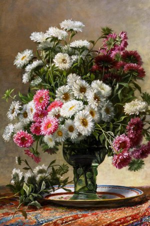 Jean Capeinick, A Fleurs dans un Verre Ballon, Painting on canvas