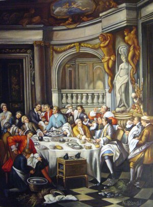 Jean-Francois De Troy, The Lunch Of Oysters, Painting on canvas
