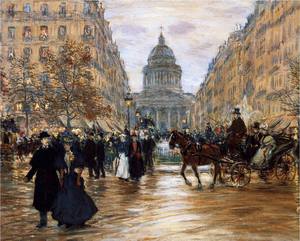Jean-Francois Raffaelli, Boulevard Saint-Michel, Paris, Painting on canvas