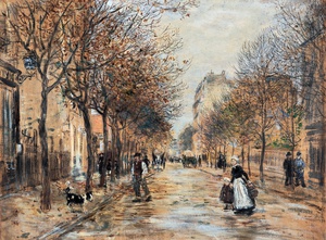Jean-Francois Raffaelli, Street in Asnieres, Painting on canvas