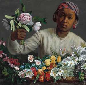 Jean Frederic Bazille, Young Woman with Peonies, Painting on canvas