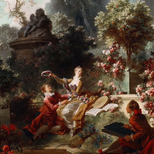 A Lover Crowned. The painting by Jean-Honore Fragonard