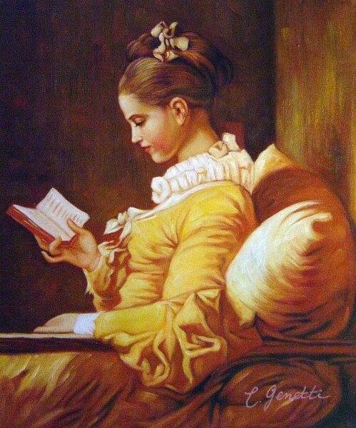 A Young Girl Reading. The painting by Jean-Honore Fragonard