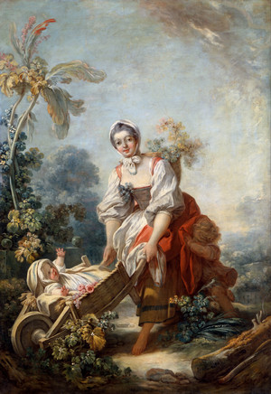 Jean-Honore Fragonard, The Joys of Motherhood, Painting on canvas