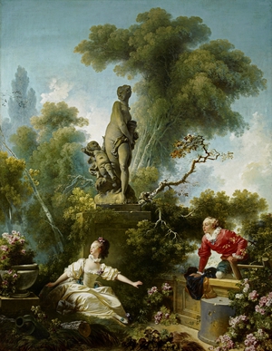 Jean-Honore Fragonard, The Progress of Love: The Meeting, Painting on canvas
