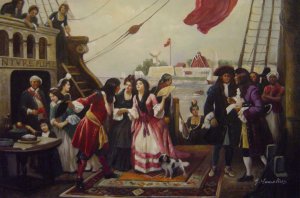 Jean Leon Gerome Ferris, Captain William Kidd In New York Harbor, Painting on canvas