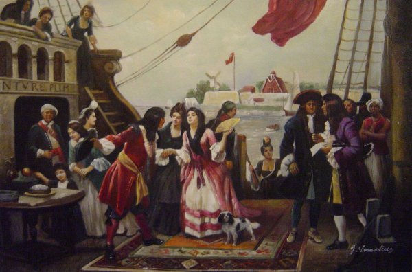 Captain William Kidd In New York Harbor. The painting by Jean Leon Gerome Ferris