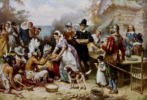 Famous paintings of Men and Women: First Thanksgiving