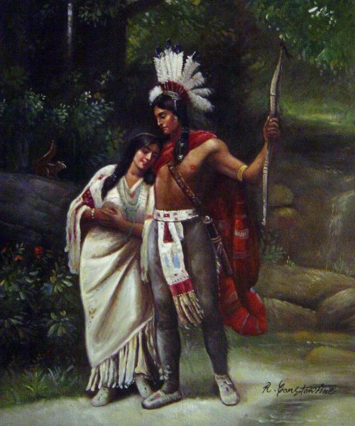 Hiawatha&#39s Wedding Journey. The painting by Jean Leon Gerome Ferris