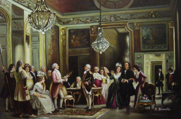 John Paul Jones And Benjamin Franklin At Louis XVI&#39s Court. The painting by Jean Leon Gerome Ferris