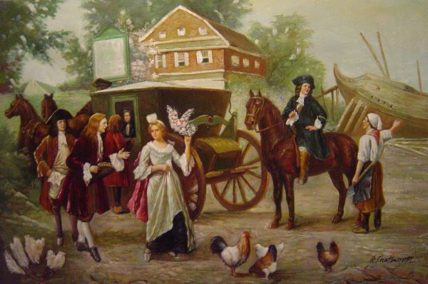 On The Road To Penn&#39s Manor. The painting by Jean Leon Gerome Ferris