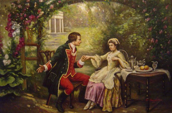 Washington&#39s Courtship. The painting by Jean Leon Gerome Ferris