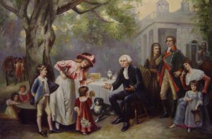 Washington And His Family, Jean Leon Gerome Ferris, Art Paintings