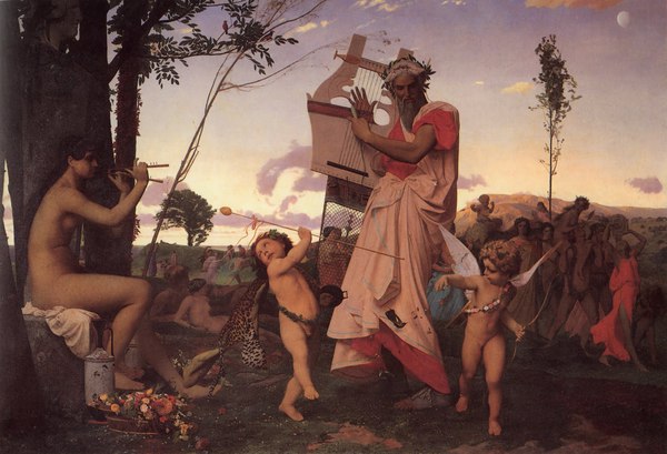 Anacreon, Bacchus and Cupid. The painting by Jean-Leon Gerome