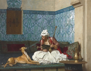 Jean-Leon Gerome, Arnaut and his Dog, Painting on canvas