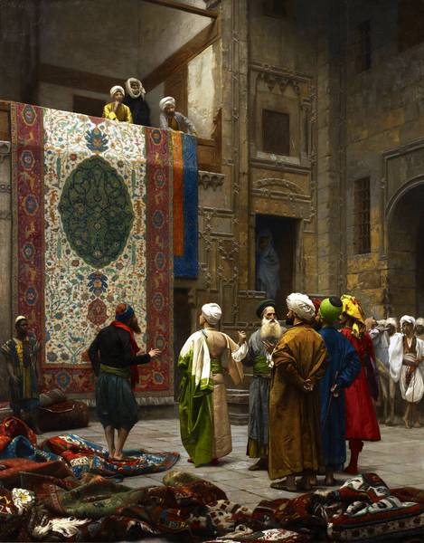 A Carpet Merchant. The painting by Jean-Leon Gerome