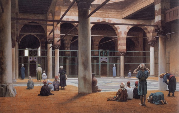 Interior of a Mosque. The painting by Jean-Leon Gerome