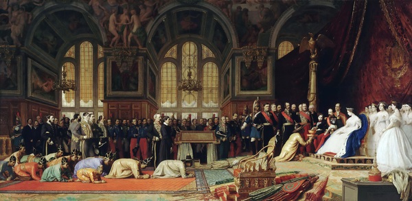 Reception of Siamese Ambassadors by Napoleon III. The painting by Jean-Leon Gerome