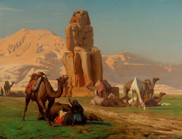 The Colossus of Memnon. The painting by Jean-Leon Gerome