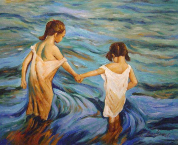 Children In The Sea. The painting by Joaquin Sorolla y Bastida