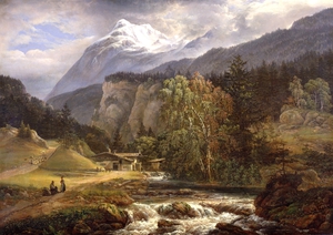 Johan Christian Dahl, Alpine Landscape, Painting on canvas