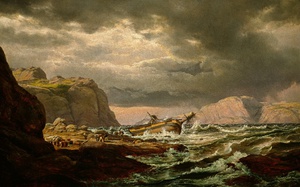 Johan Christian Dahl, Shipwreck on the Coast of Norway, Painting on canvas
