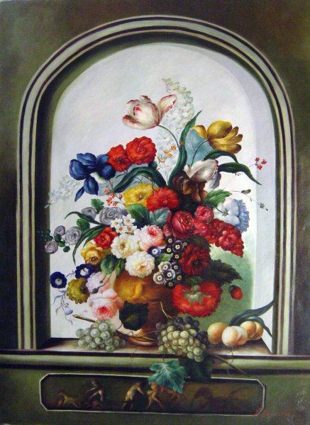 Flowers In A Vase. The painting by Johann Drechsler