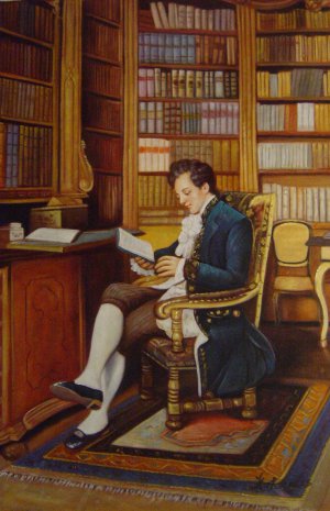 Johann Hamza, In The Library, Art Reproduction