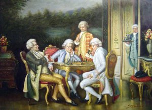 The Chess Players, Johann Hamza, Art Paintings