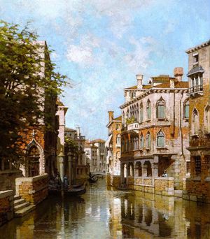 Famous paintings of Waterfront: A Canal in Venice