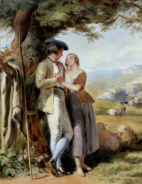A Courting Couple. The painting by John Absolon