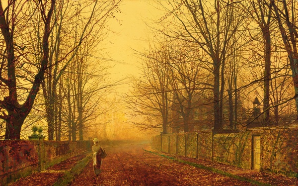 A Golden Idyll. The painting by John Atkinson Grimshaw
