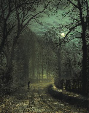 John Atkinson Grimshaw, A Yorkshire Lane in November, Painting on canvas