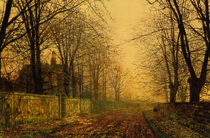 Reproduction oil paintings - John Atkinson Grimshaw - Along the Path with Sere and Yellow Leaf