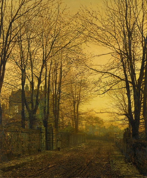 An October Afterglow. The painting by John Atkinson Grimshaw