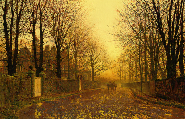 Autumn Evening. The painting by John Atkinson Grimshaw