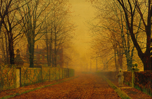 Evening Glow. The painting by John Atkinson Grimshaw