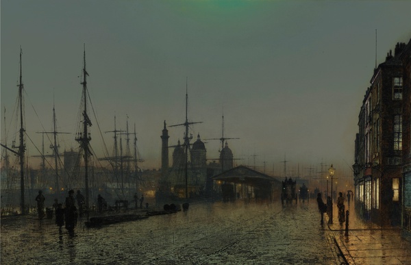 Hull Docks. The painting by John Atkinson Grimshaw