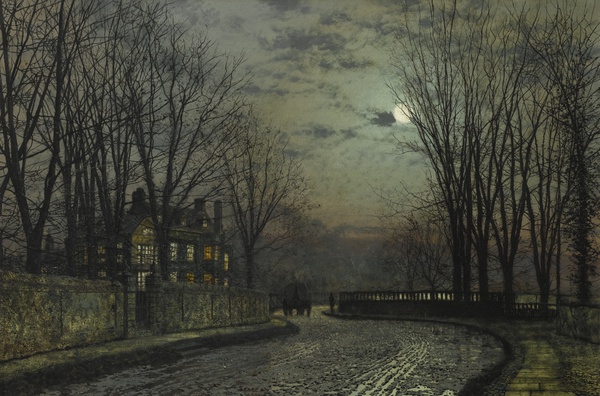 Moonlight after Rain. The painting by John Atkinson Grimshaw