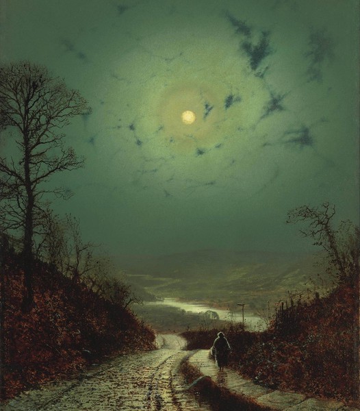 Moonlight. The painting by John Atkinson Grimshaw