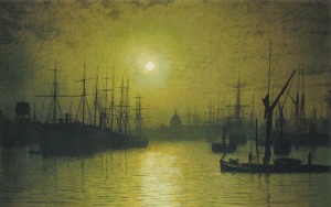 Famous paintings of Ships: Nightfall on the Thames