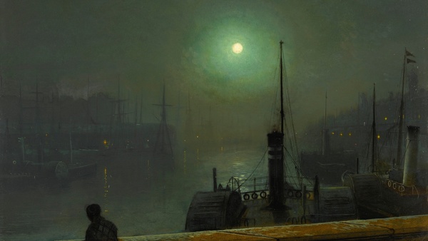 On the Clyde, Glasgow. The painting by John Atkinson Grimshaw