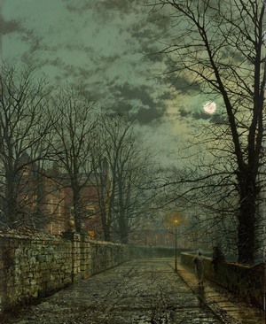 John Atkinson Grimshaw, Street after Rain in Moonlight, Painting on canvas