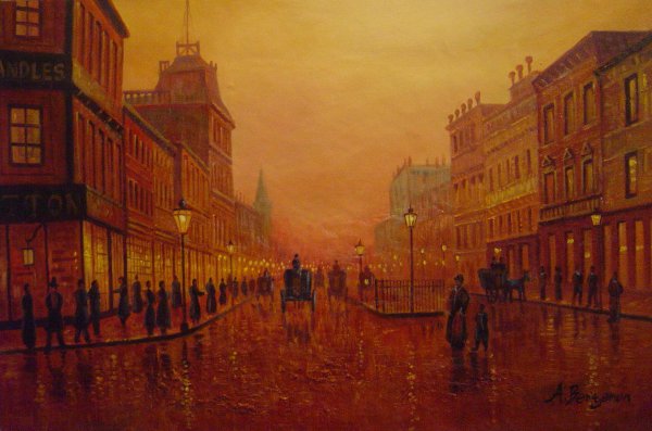Street At Night. The painting by John Atkinson Grimshaw