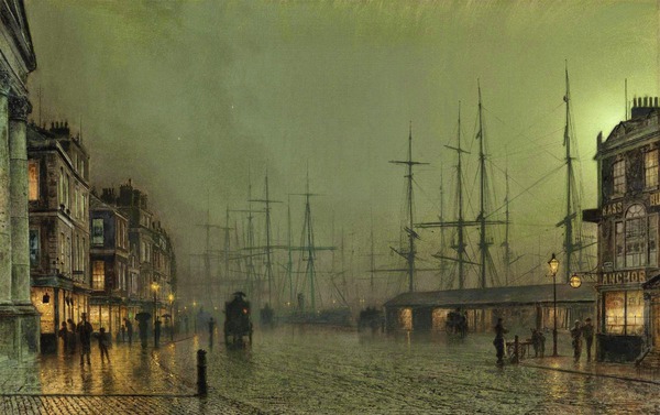 The Broomielaw, Glasgow. The painting by John Atkinson Grimshaw