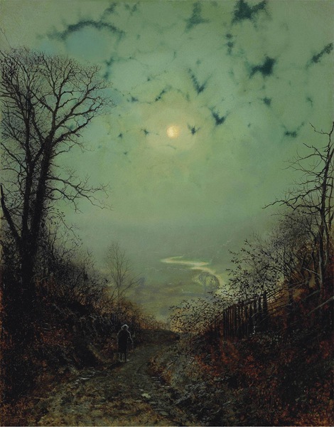 Wharfedale. The painting by John Atkinson Grimshaw