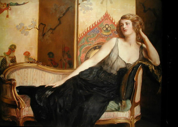 A Reclining Woman. The painting by John Collier