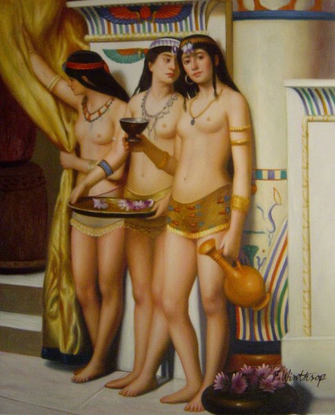 Pharaoh&#39s Handmaidens. The painting by John Collier