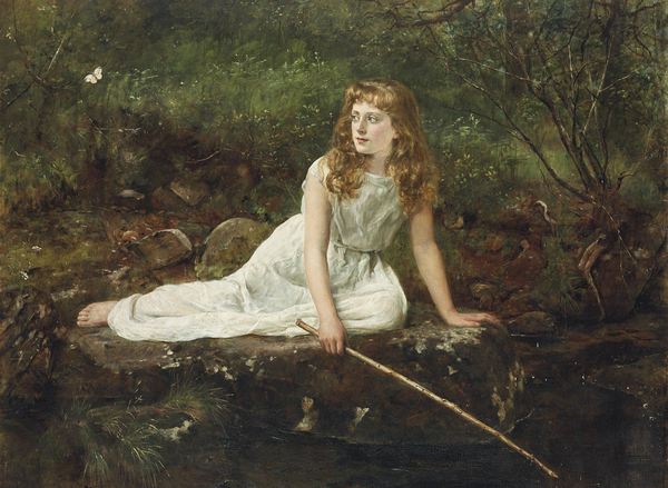 The Butterfly. The painting by John Collier