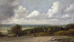 John Constable, Ploughing Scene in Suffolk, Painting on canvas
